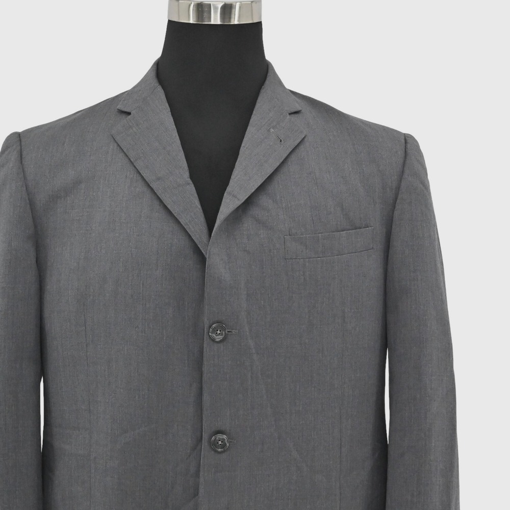 BURBERRY Mens Wool Blazer Size 44 XLG Gray Sports Coat‎ Union Tag USA Career 90s